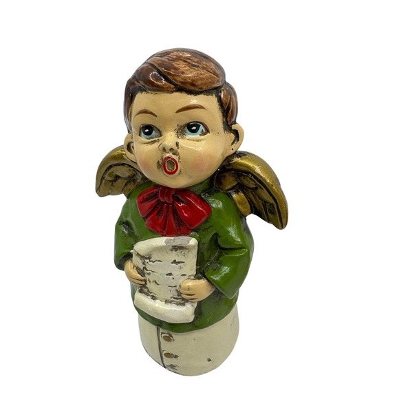 Vintage Christmas Carolers Figurines STAR Lot of 2 Hand Painted Green Red Read* - Picture 3 of 7